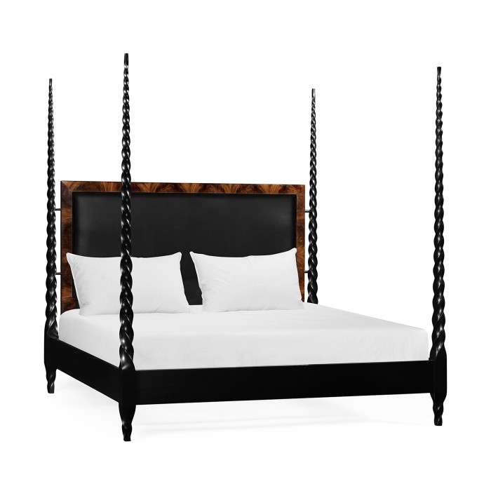 Tropical Walnut & Black Barleytwist UK Queen Bed