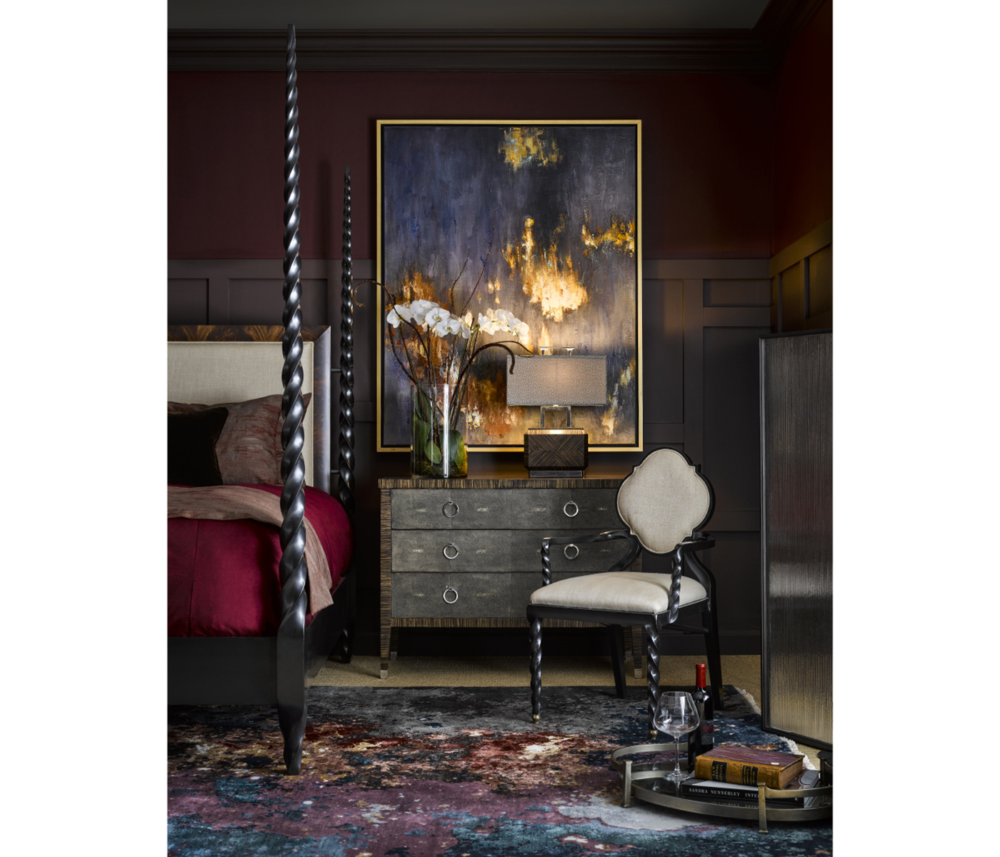 Tropical Walnut & Black Barleytwist US King Bed