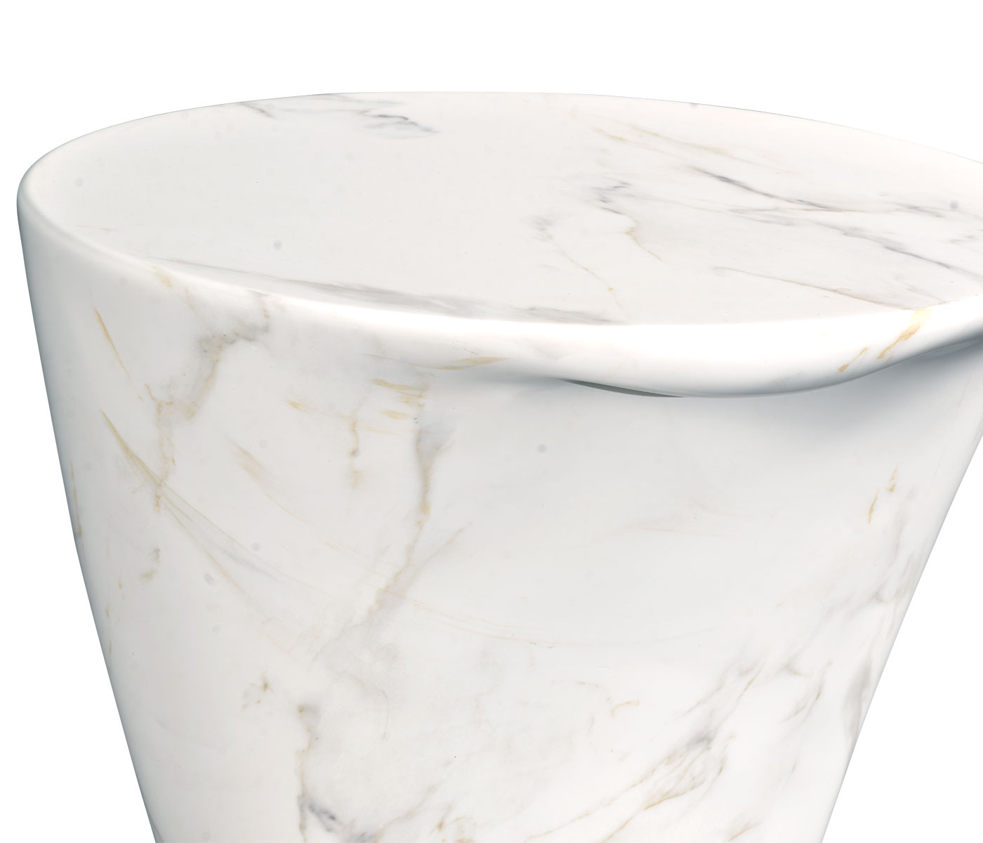 Horn Shaped Faux White & Grey Marble End Table