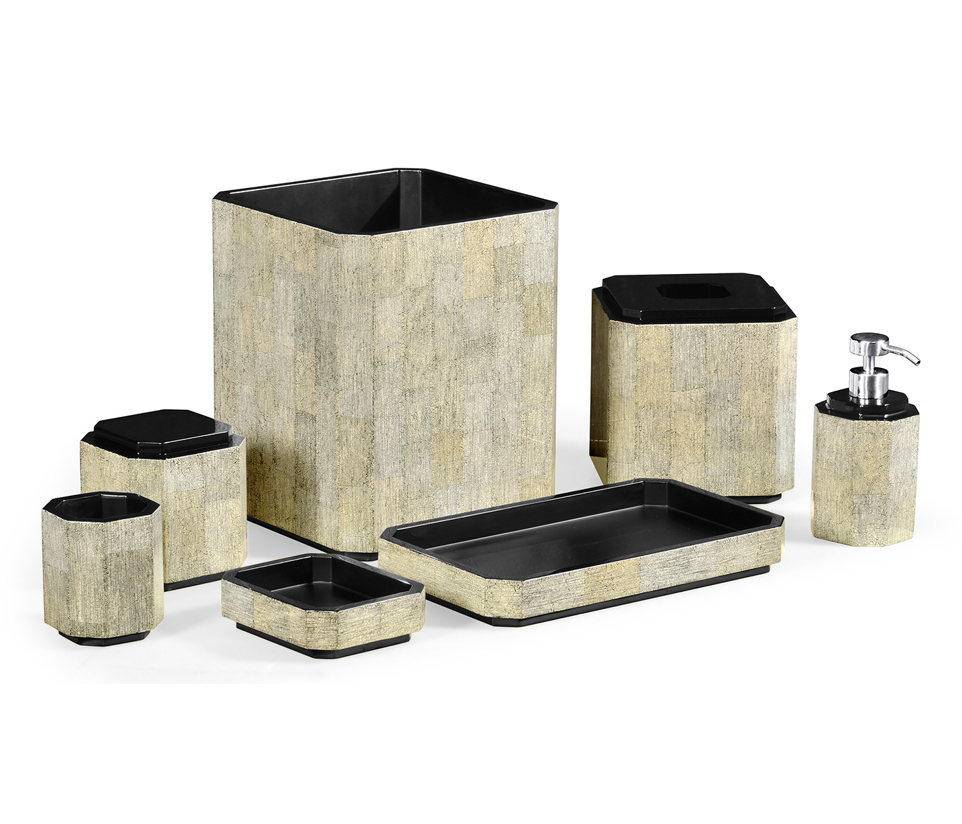 Black Brushed Eggshell Bathroom Accessory Set
