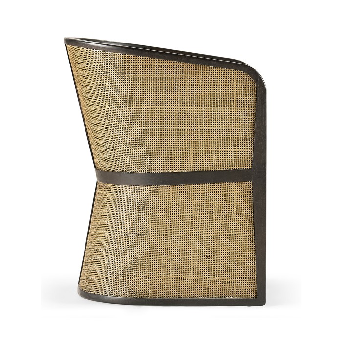 Dark Brown Ash & Woven Rattan Tub Chair