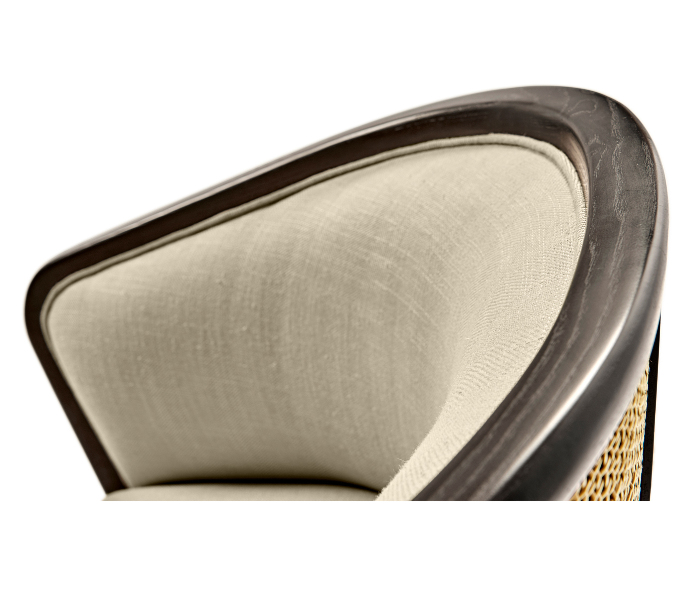 Dark Brown Ash & Woven Rattan Tub Chair