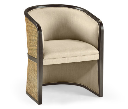 Dark Brown Ash & Woven Rattan Tub Chair