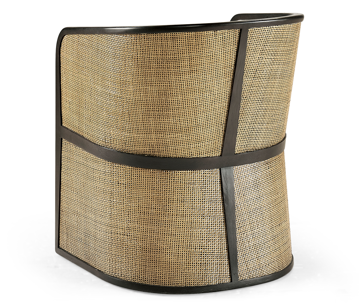 Dark Brown Ash & Woven Rattan Tub Chair