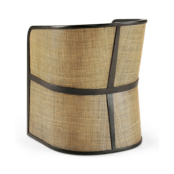 Dark Brown Ash & Woven Rattan Tub Chair