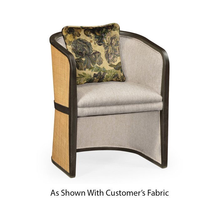 Dark Brown Ash & Woven Rattan Tub Chair