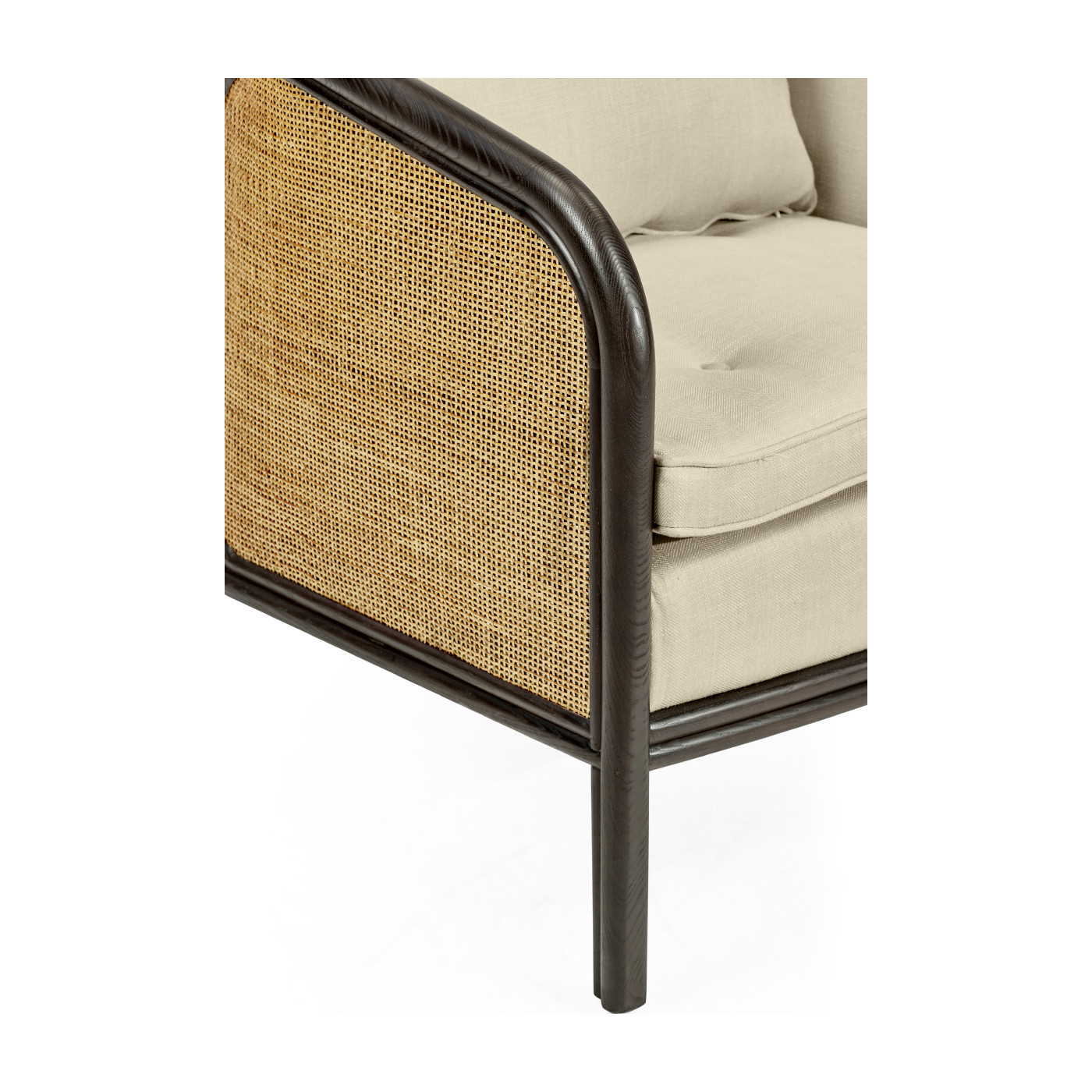 Dark Brown Ash & Woven Rattan Occasional Chair