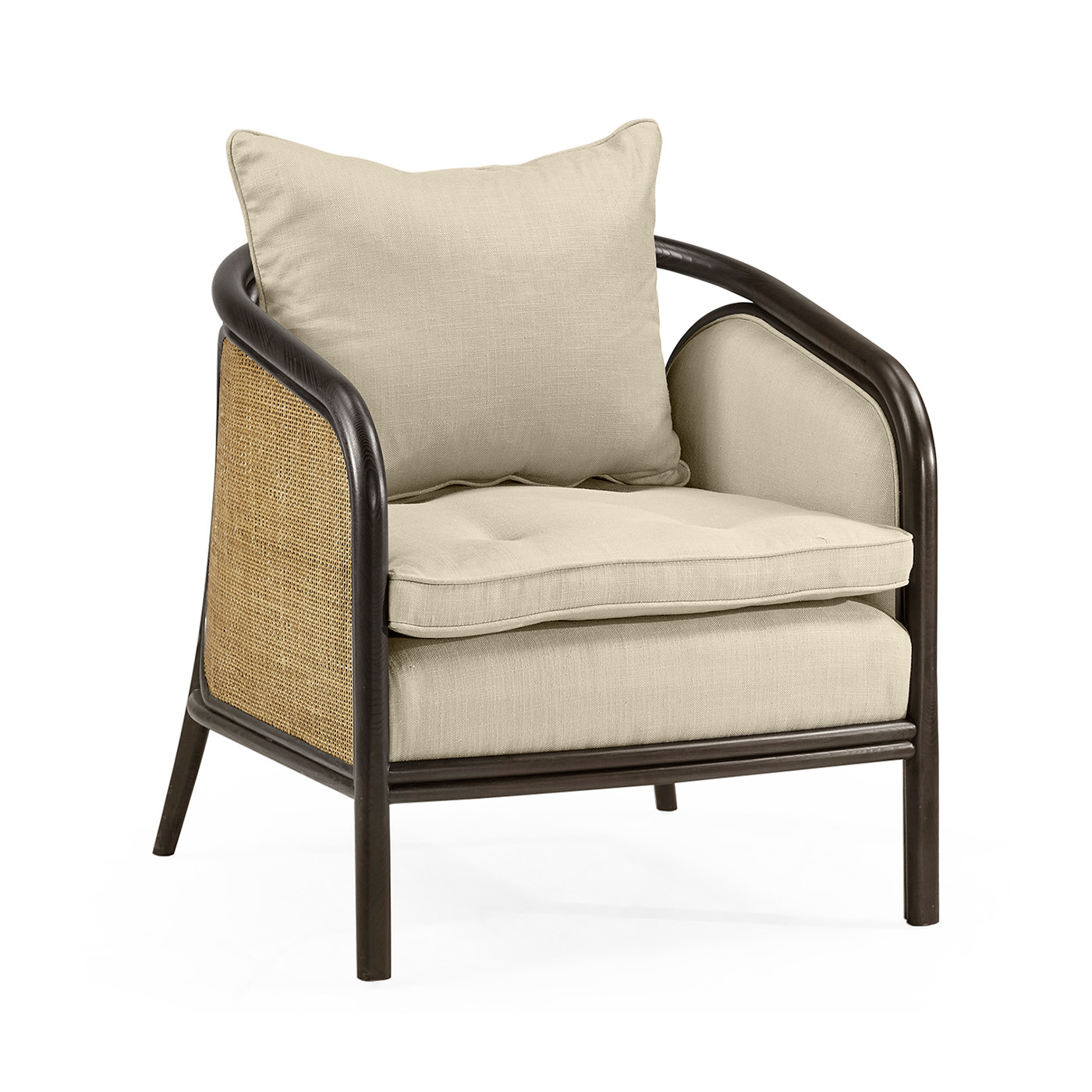 Dark Brown Ash & Woven Rattan Occasional Chair