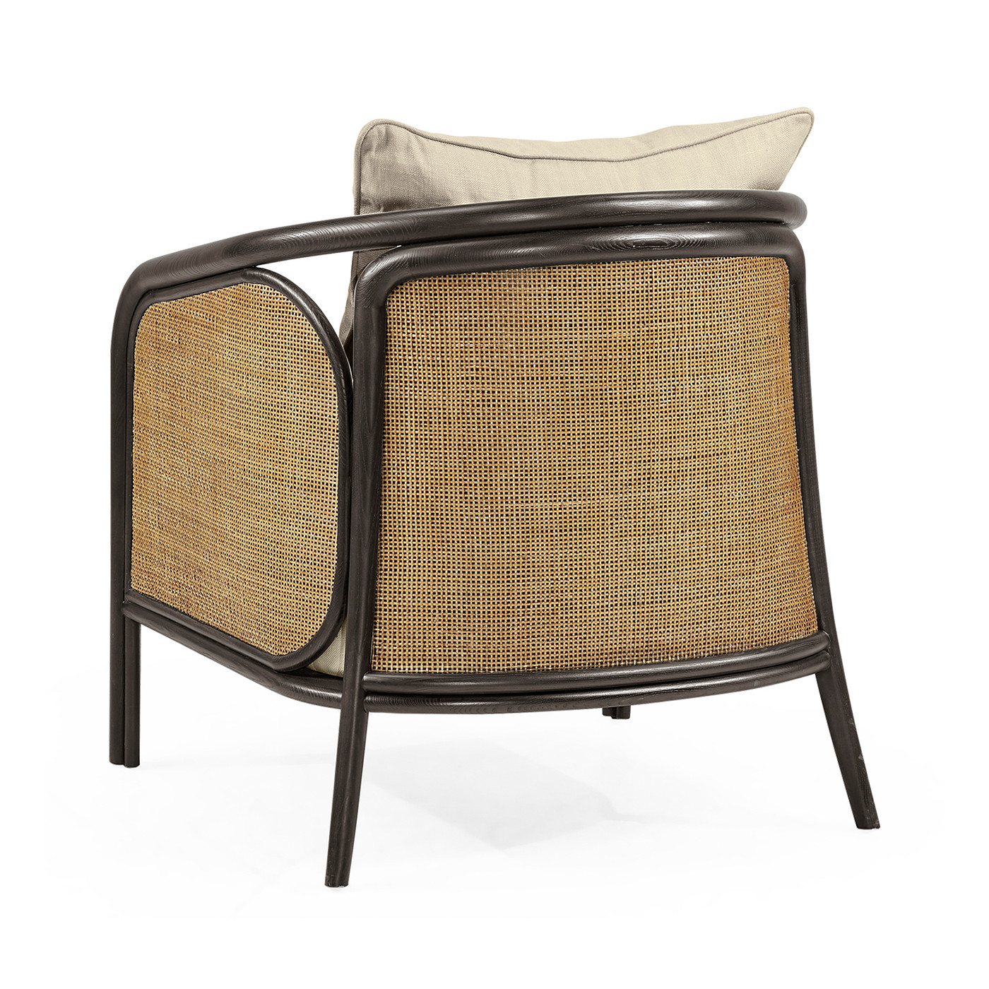 Dark Brown Ash & Woven Rattan Occasional Chair