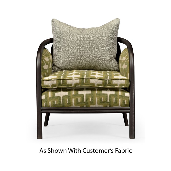 Dark Brown Ash & Woven Rattan Occasional Chair