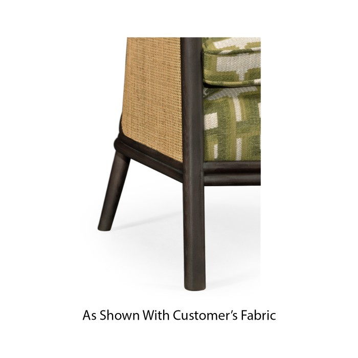 Dark Brown Ash & Woven Rattan Occasional Chair