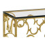 Rectangular Arabesque Gilded Iron End Table with 20mm Clear Glass Top