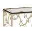 Rectangular Arabesque Silver-Leaf Iron End Table with 20mm Clear Glass Top