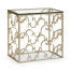 Rectangular Arabesque Silver-Leaf Iron End Table with 20mm Clear Glass Top