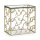 Rectangular Arabesque Silver-Leaf Iron End Table with 20mm Clear Glass Top