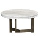 Round Stainless Steel & Faux Calacatta Oro Marble Side Table