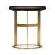 Round Polished Brass & Black Ash Side Table with Black Granite Top