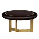 Round Polished Brass & Black Ash Side Table with Black Granite Top