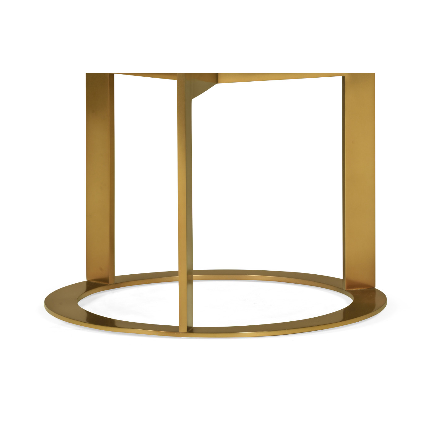 Round Polished Brass & Black Ash Side Table with Black Granite Top