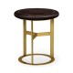 Round Polished Brass & Black Ash Side Table with Black Granite Top