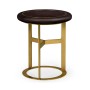 Round Polished Brass & Black Ash Side Table with Black Granite Top