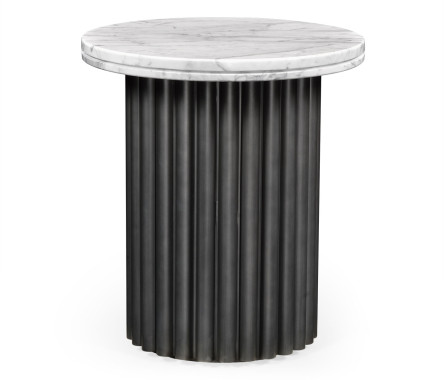Round Charcoal Grey & Faux Calacatta Oro Marble Side Table