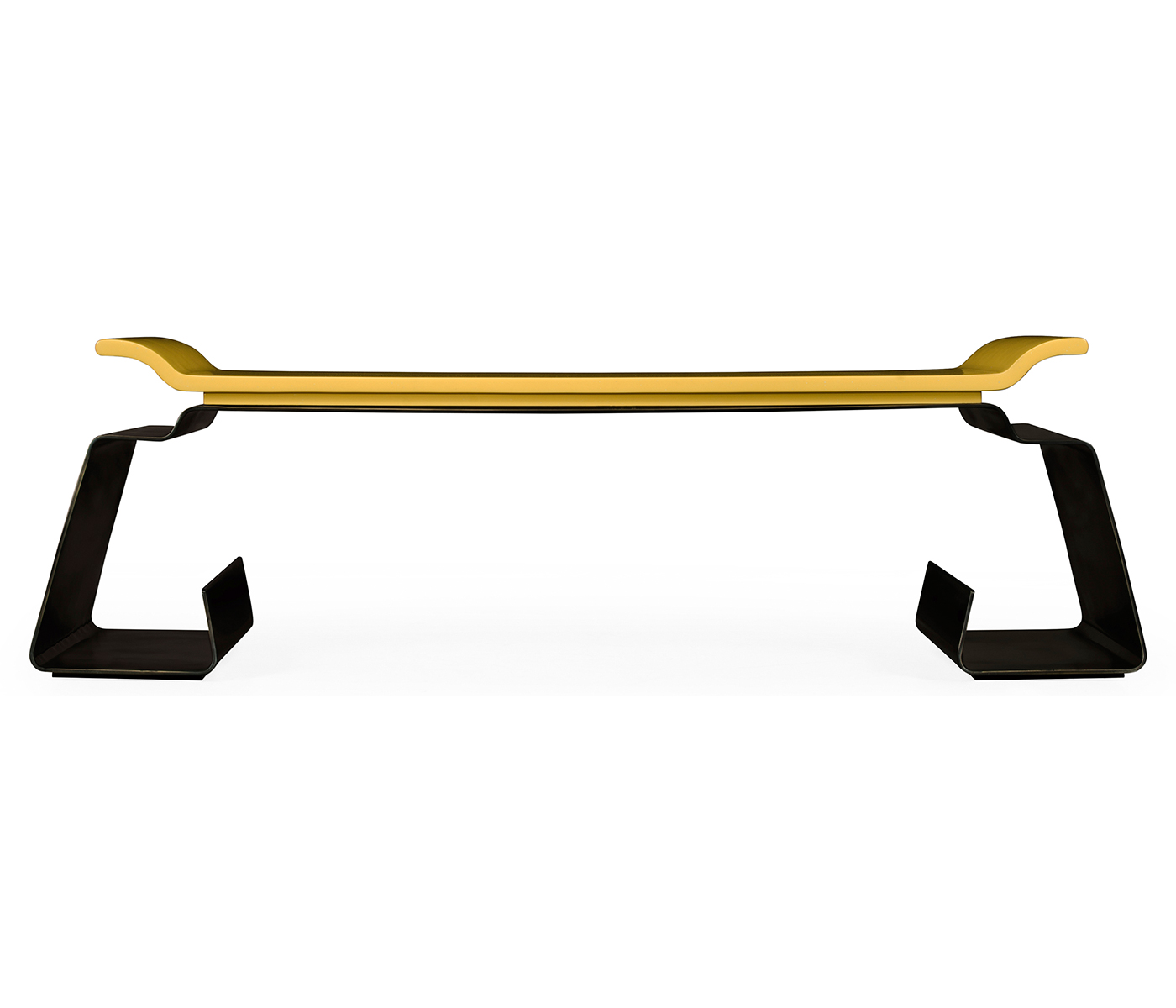 Asian Peking Yellow & Bronzed Iron Coffee Table