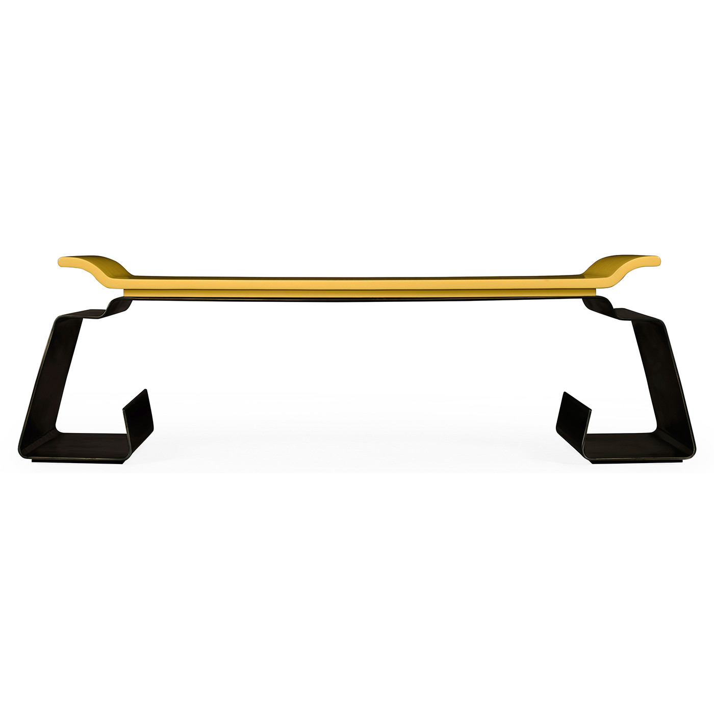 Asian Peking Yellow & Bronzed Iron Coffee Table