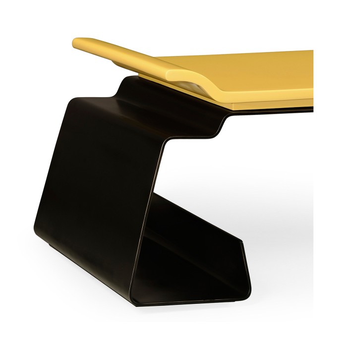 Asian Peking Yellow & Bronzed Iron Coffee Table