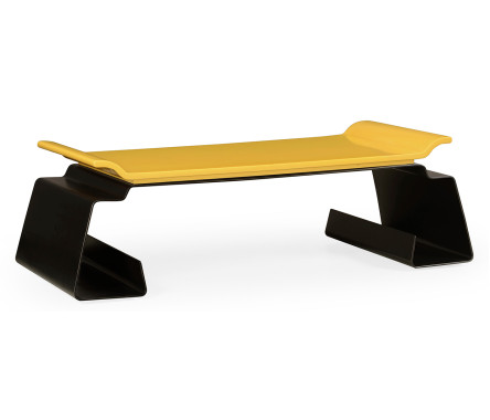 Asian Peking Yellow & Bronzed Iron Coffee Table