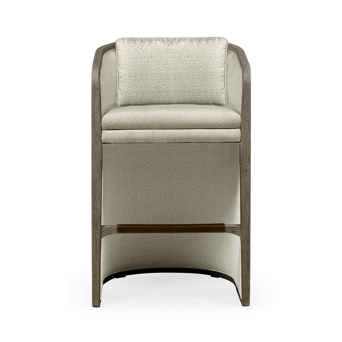 Grey & Dark Grey Rattan Tub Bar Stool
