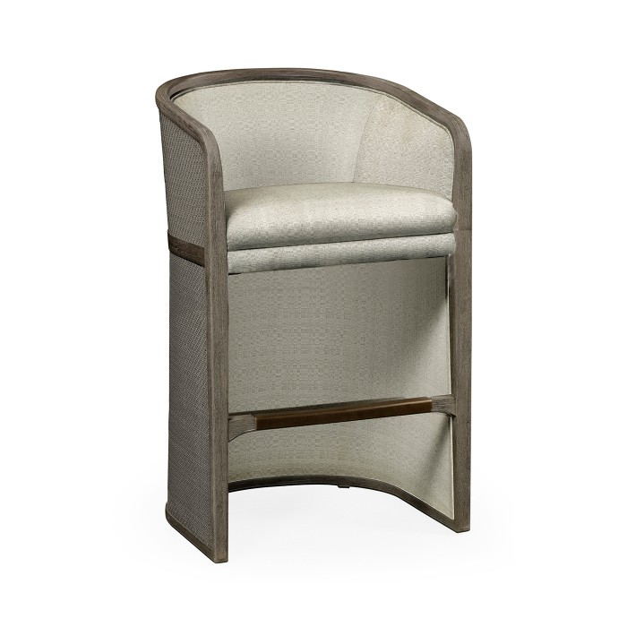Grey & Dark Grey Rattan Tub Bar Stool