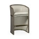 Grey & Dark Grey Rattan Tub Bar Stool