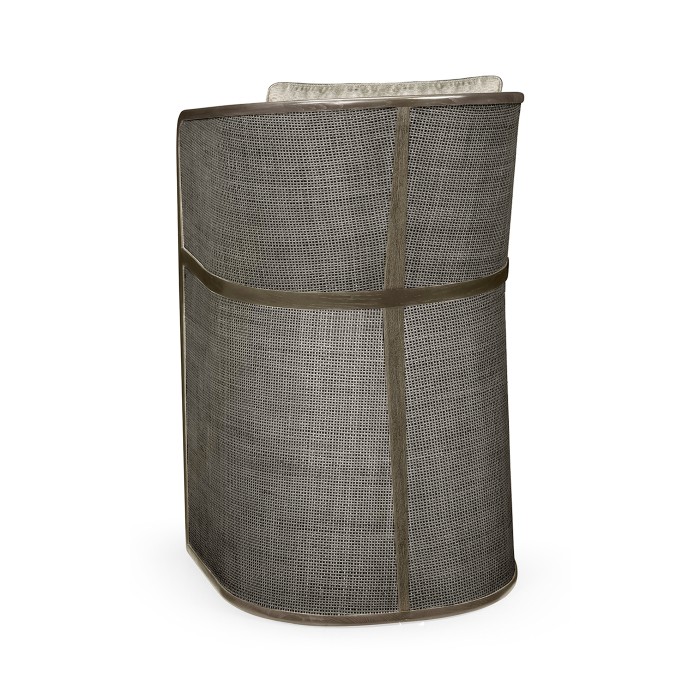 Grey & Dark Grey Rattan Tub Bar Stool