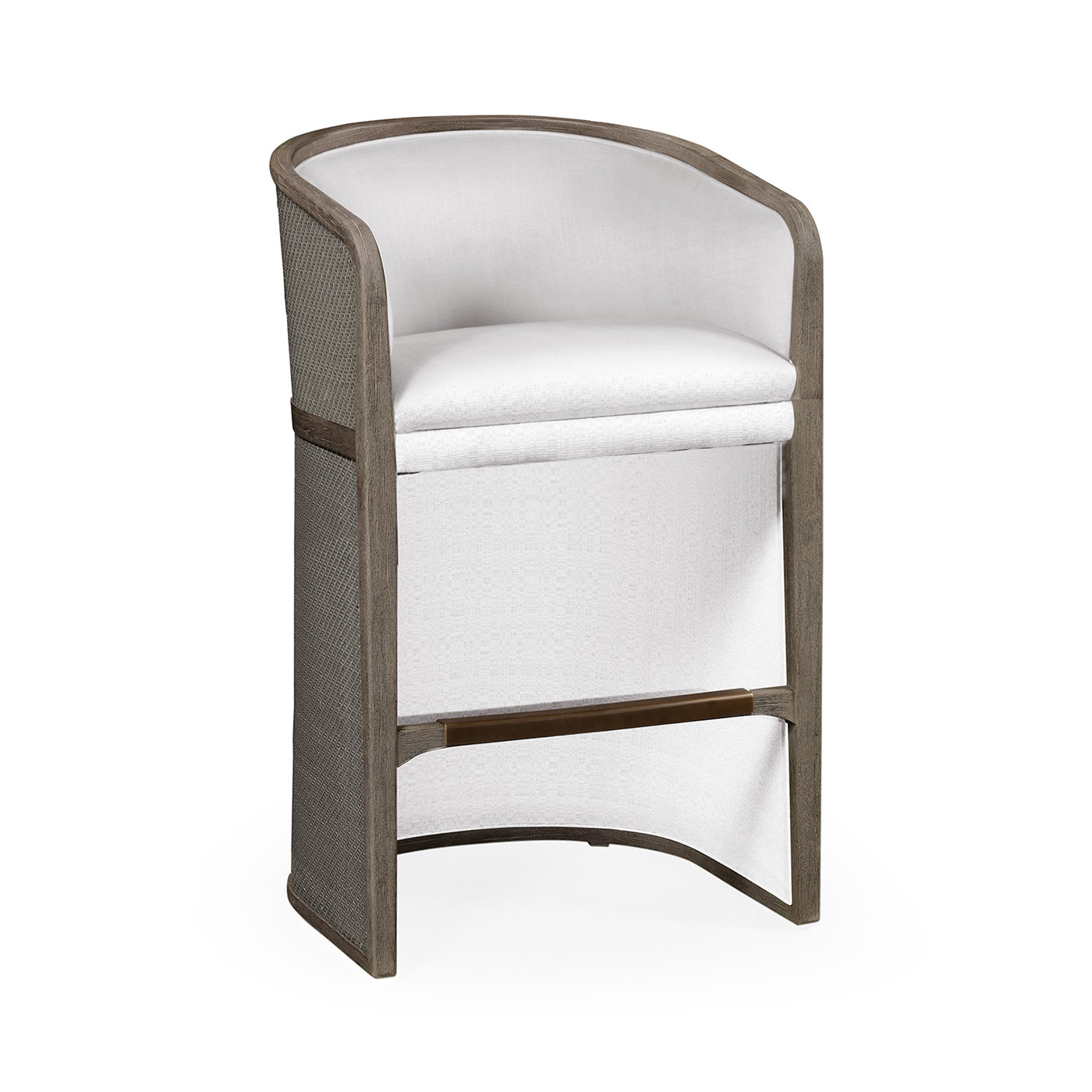 Grey & Dark Grey Rattan Tub Bar Stool