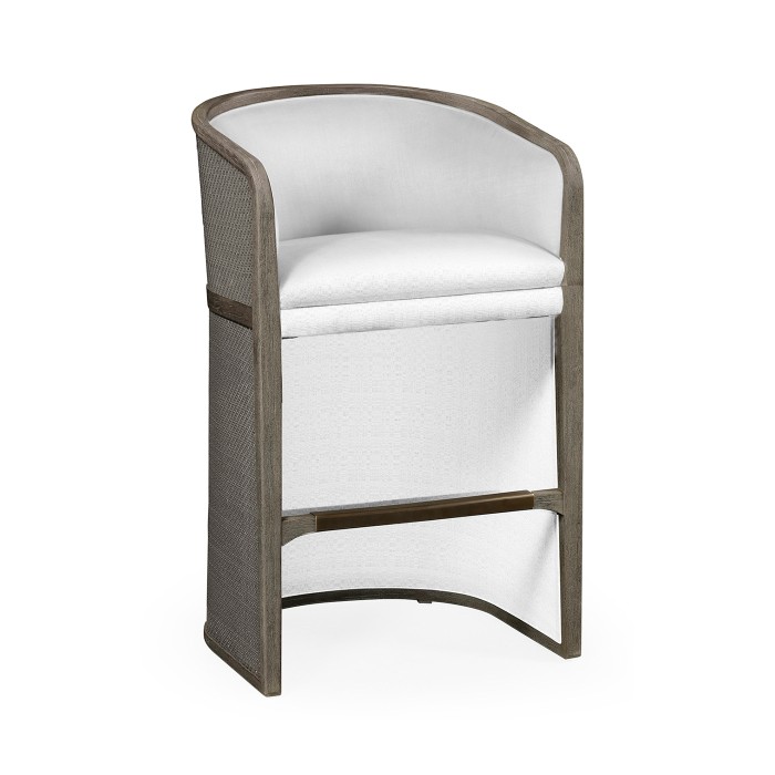 Grey & Dark Grey Rattan Tub Bar Stool