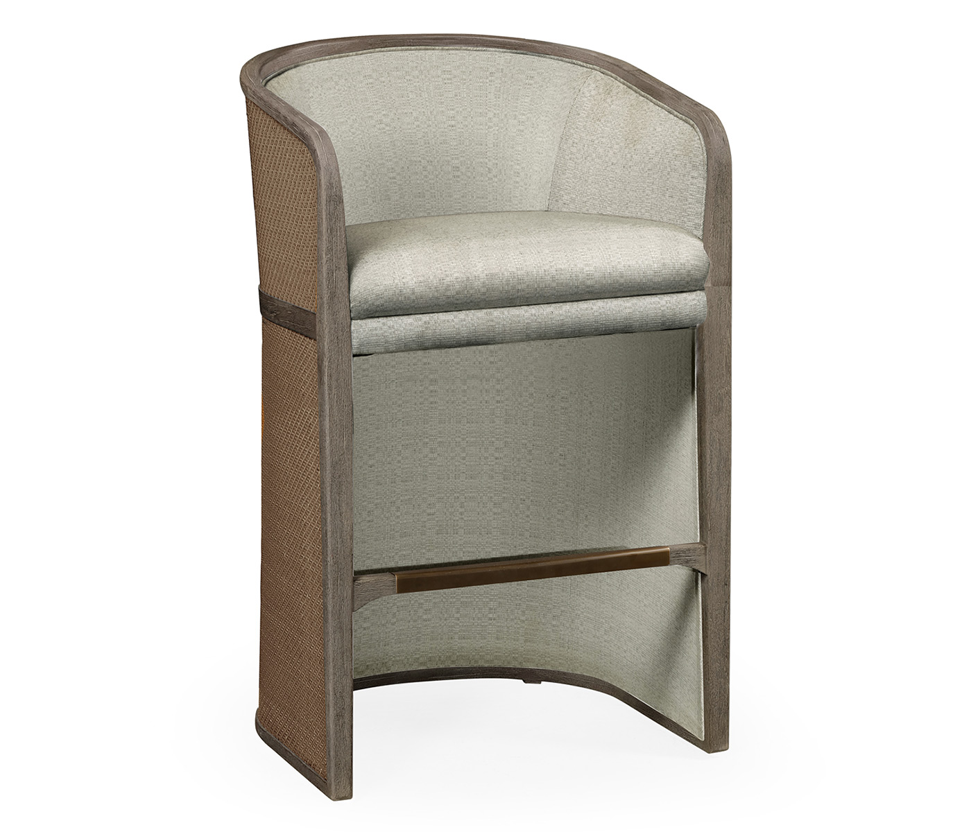 Grey & Tan Rattan Tub Bar Stool