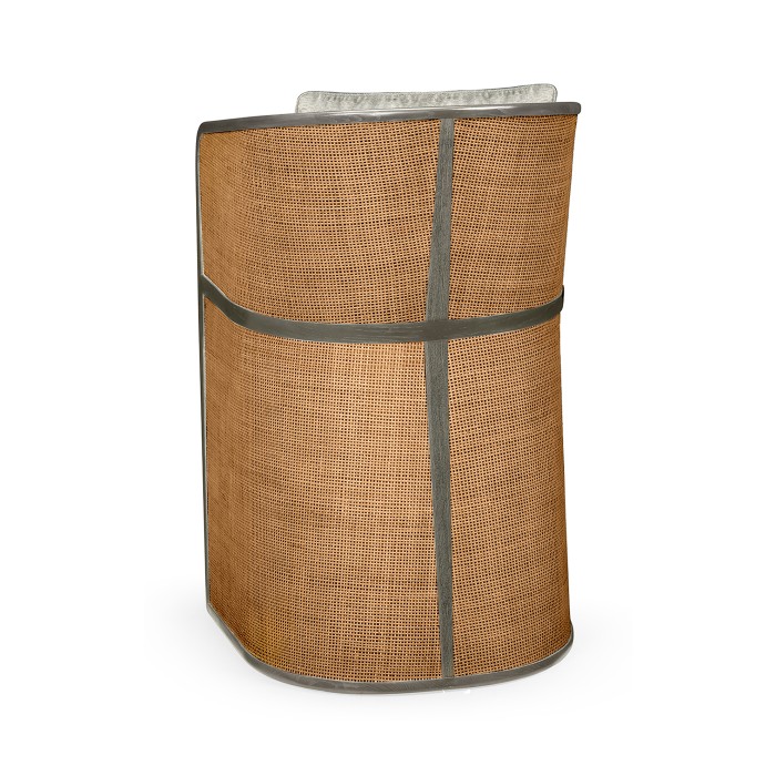 Grey & Tan Rattan Tub Bar Stool