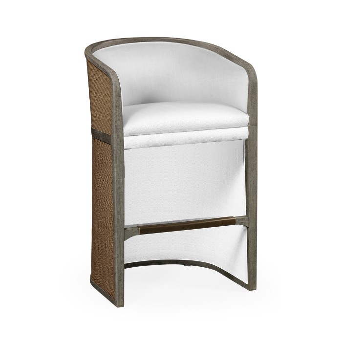 Grey & Tan Rattan Tub Bar Stool