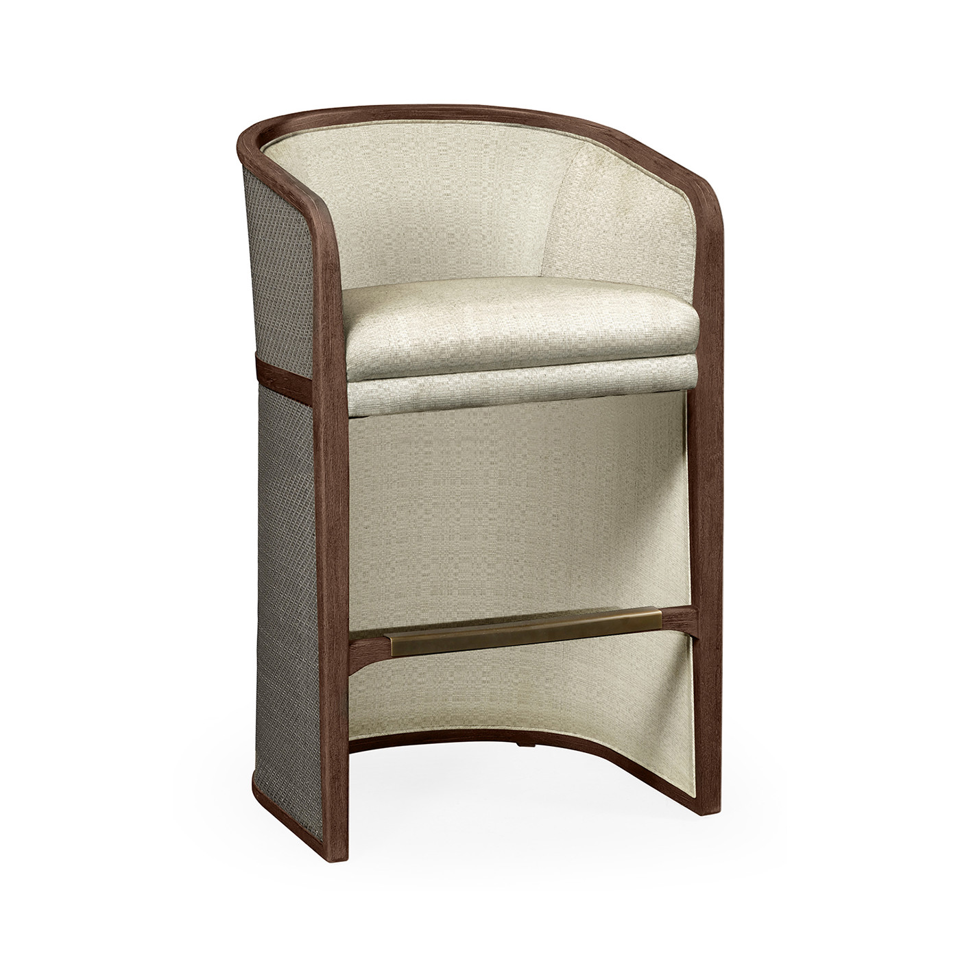 Walnut & Dark Grey Rattan Tub Bar Stool