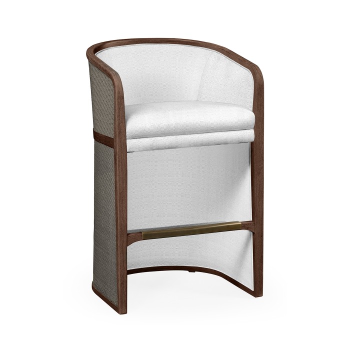 Walnut & Dark Grey Rattan Tub Bar Stool