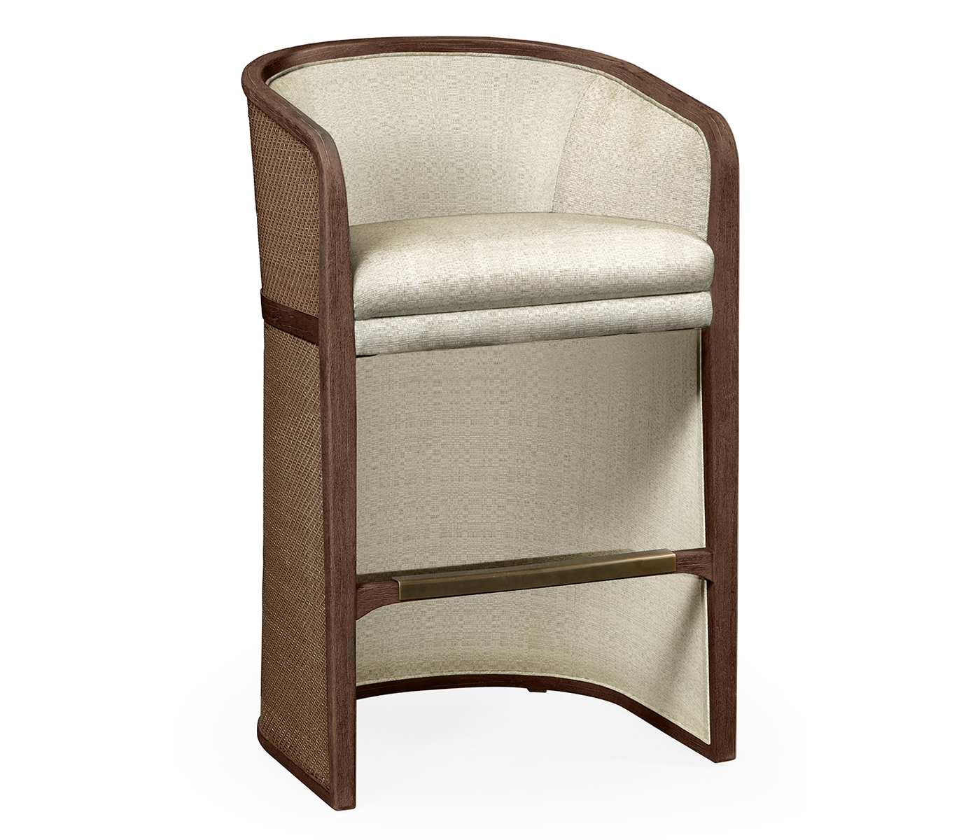 Walnut & Tan Rattan Tub Bar Stool