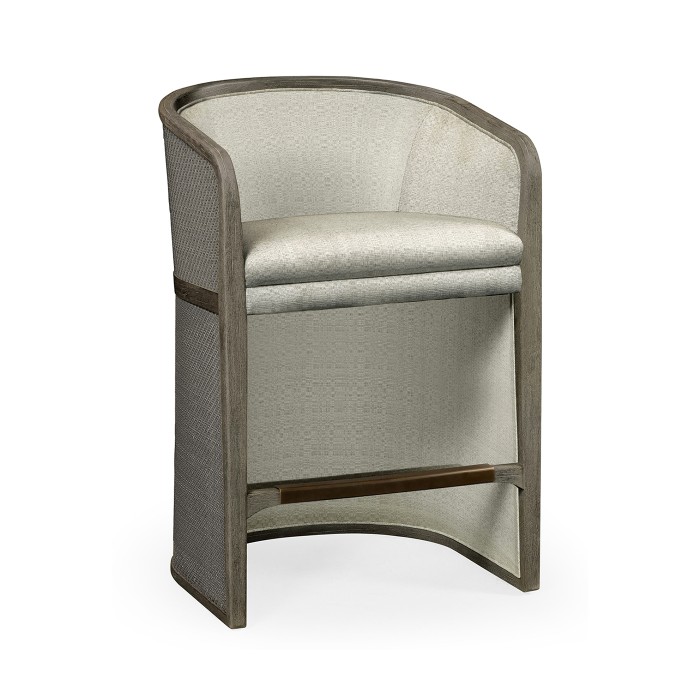 Grey & Dark Grey Rattan Tub Counter Stool