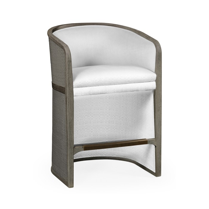 Grey & Dark Grey Rattan Tub Counter Stool