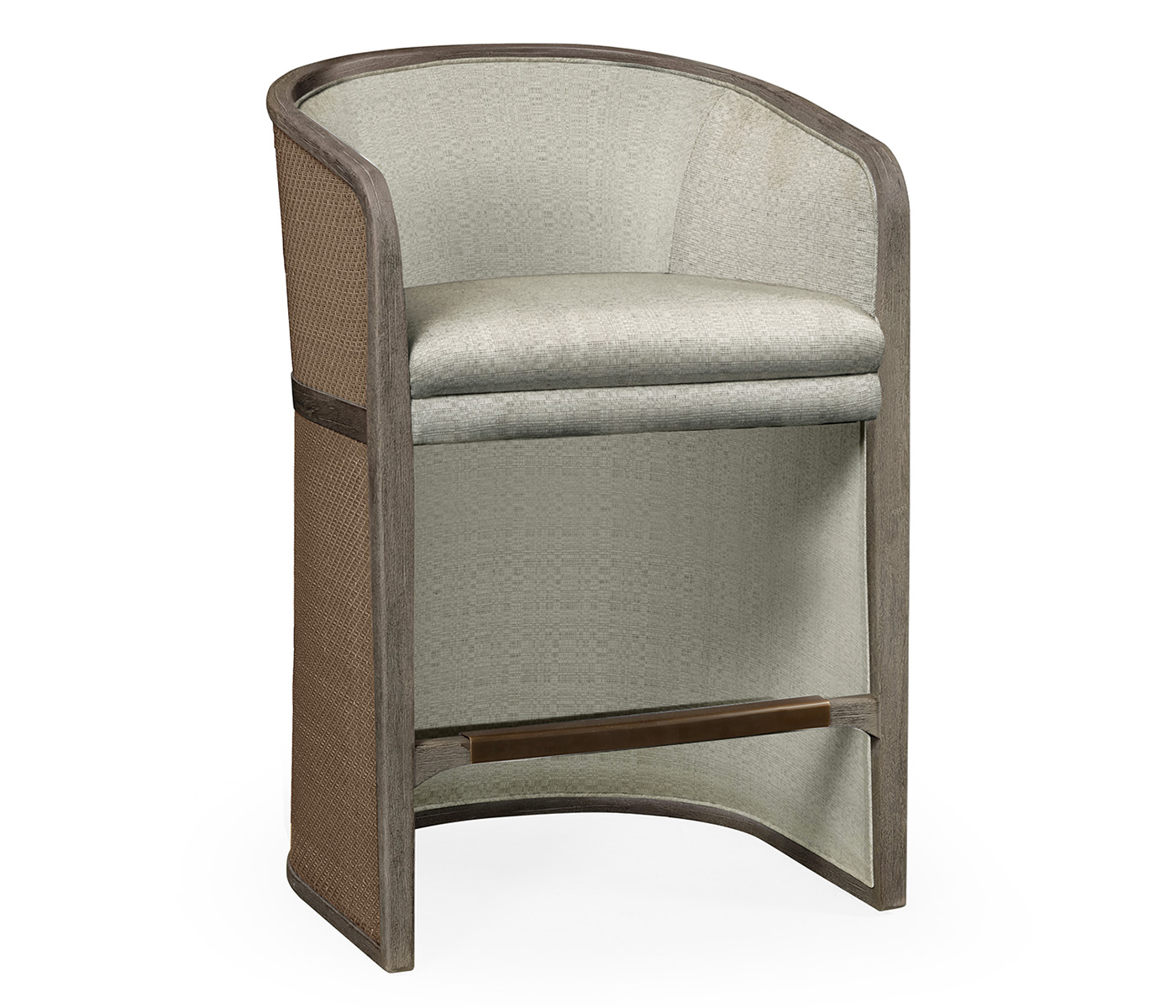 Grey & Tan Rattan Tub Counter Stool