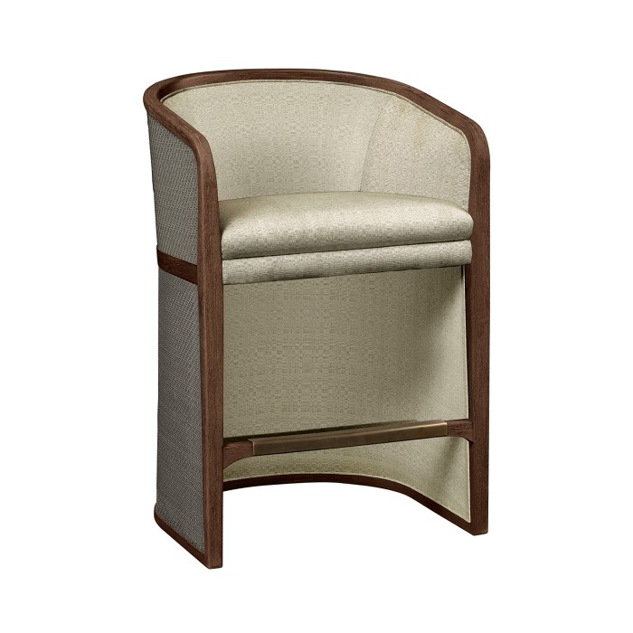 Walnut & Dark Grey Rattan Tub Counter Stool