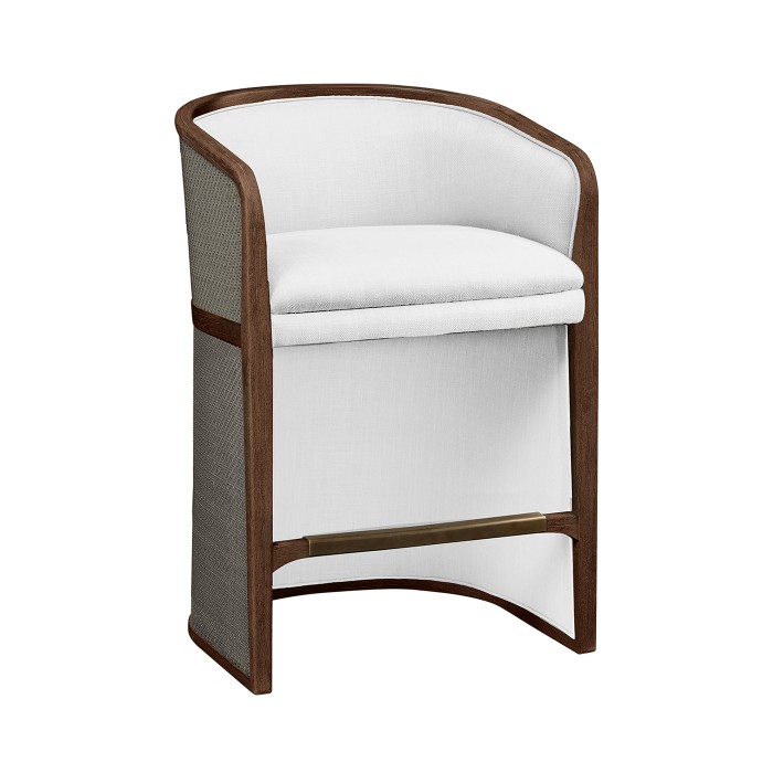 Walnut & Dark Grey Rattan Tub Counter Stool
