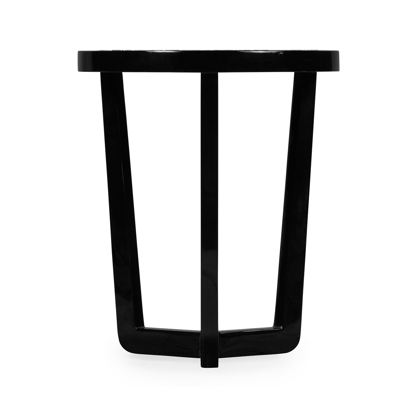 Small Black Gloss Side Table with Marble Top