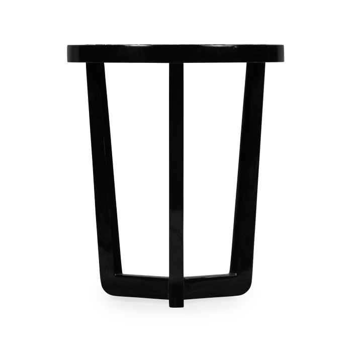 Small Black Gloss Side Table with Marble Top