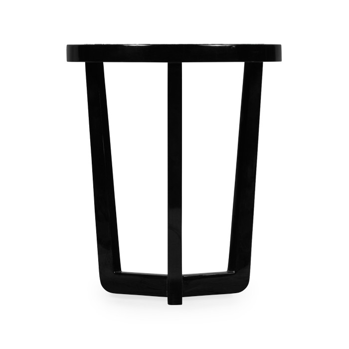 Small Black Gloss Side Table with Marble Top